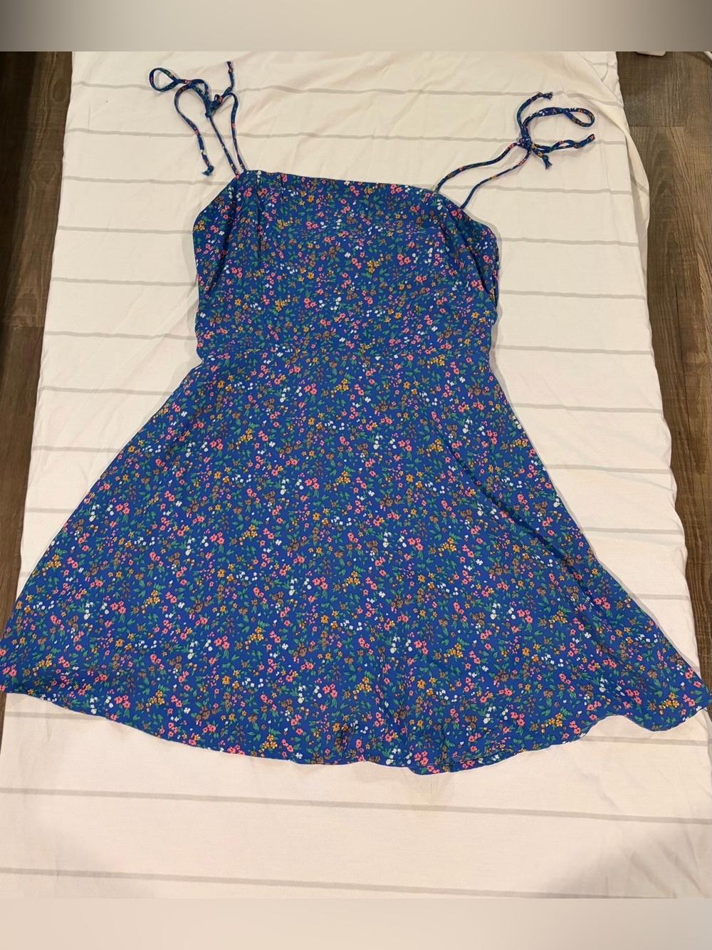 Blue Floral Tie-Strap Sundress